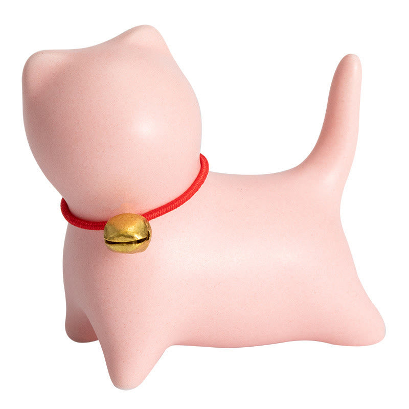 Buddha Stones Mini Cute Standing Lying Cat Tea Pet Ceramic Home Desk Figurine Decoration - image 12