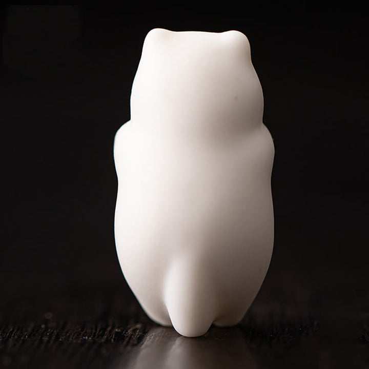 Buddha Stones Mini Hanging White Cat Tea Pet Ceramic Home Desk Figurine Decoration - image 5