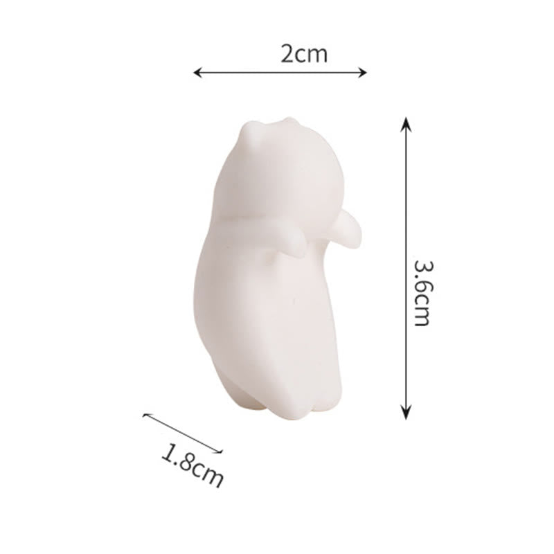 Buddha Stones Mini Hanging White Cat Tea Pet Ceramic Home Desk Figurine Decoration - image 13