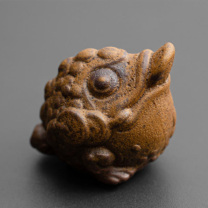 Buddha Stones Mini Standing Cat Feng Shui Frog Toad Tea Pet Ceramic Home Desk Figurine Decoration - Feng Shui Frog Toad 5*4.5*4.5cm - image 12