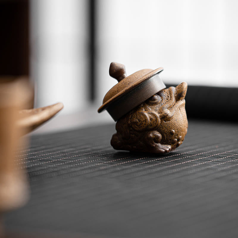 Buddha Stones Mini Standing Cat Feng Shui Frog Toad Tea Pet Ceramic Home Desk Figurine Decoration - image 13