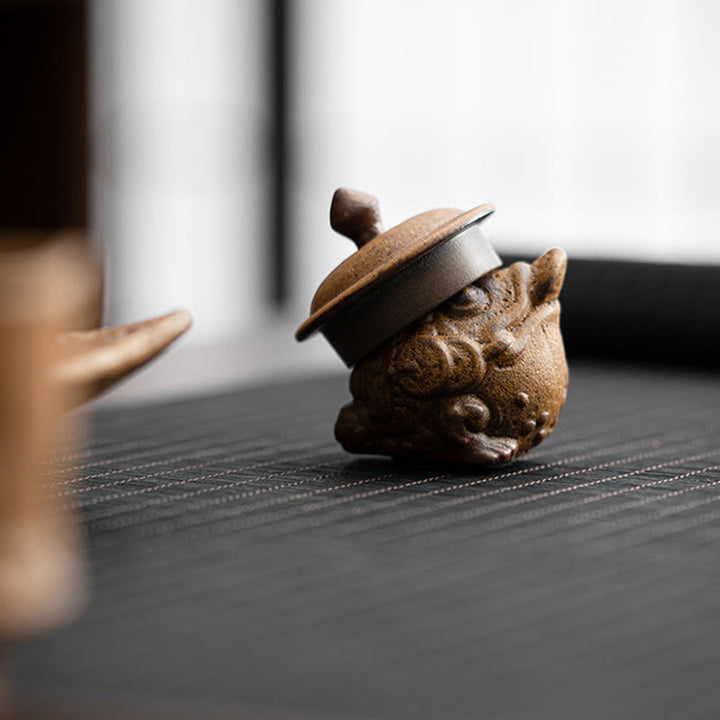 Buddha Stones Mini Standing Cat Feng Shui Frog Toad Tea Pet Ceramic Home Desk Figurine Decoration - image 13