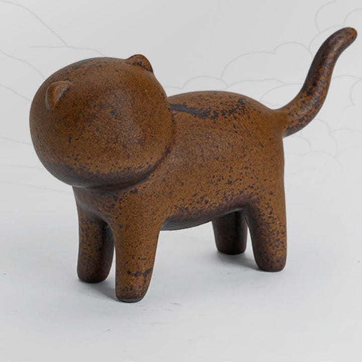 Buddha Stones Mini Standing Cat Feng Shui Frog Toad Tea Pet Ceramic Home Desk Figurine Decoration - image 10