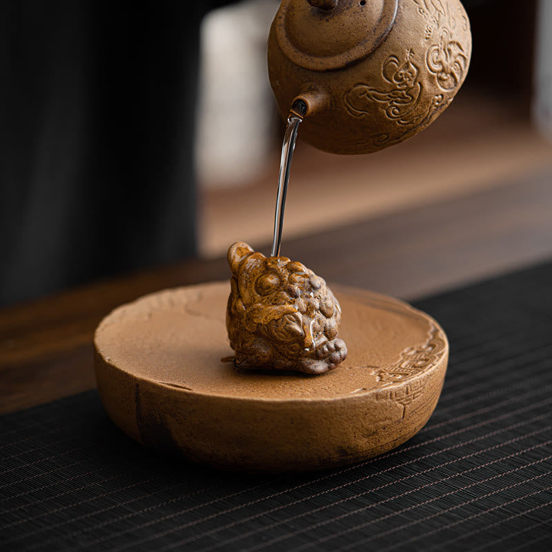 Buddha Stones Mini Standing Cat Feng Shui Frog Toad Tea Pet Ceramic Home Desk Figurine Decoration - image 14