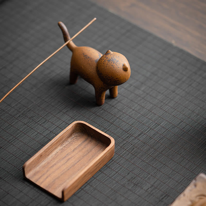 Buddha Stones Mini Standing Cat Feng Shui Frog Toad Tea Pet Ceramic Home Desk Figurine Decoration - image 9