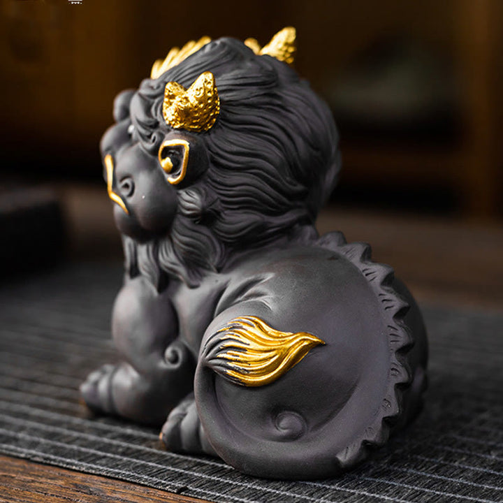 Buddha Stones PiXiu Ingot Ball Purple Clay Ceramic Tea Pet Wealth Home Figurine Decoration - image 17