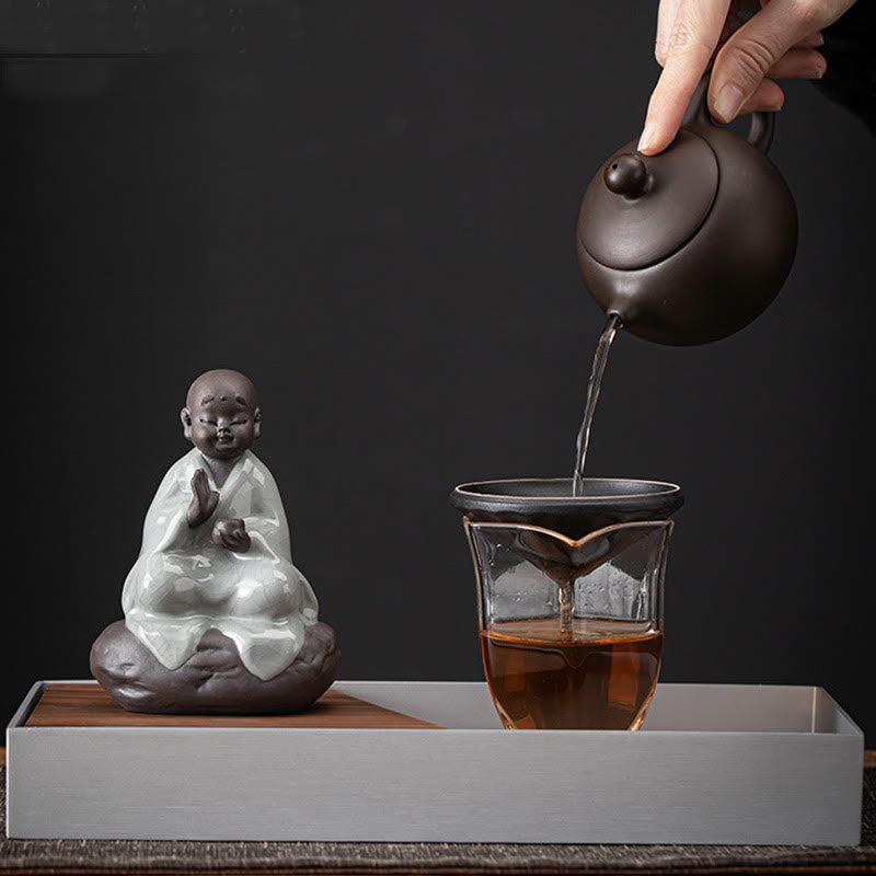 Buddha Stones Little Zen Monk Hat Strainer Ceramic Tea Accessories Figurine Home Decoration - image 7