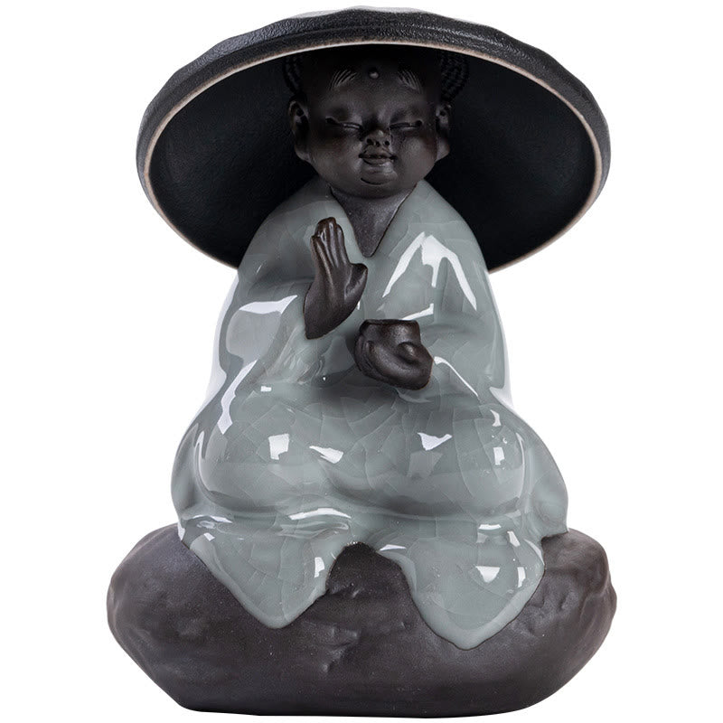 Buddha Stones Little Zen Monk Hat Strainer Ceramic Tea Accessories Figurine Home Decoration - image 23