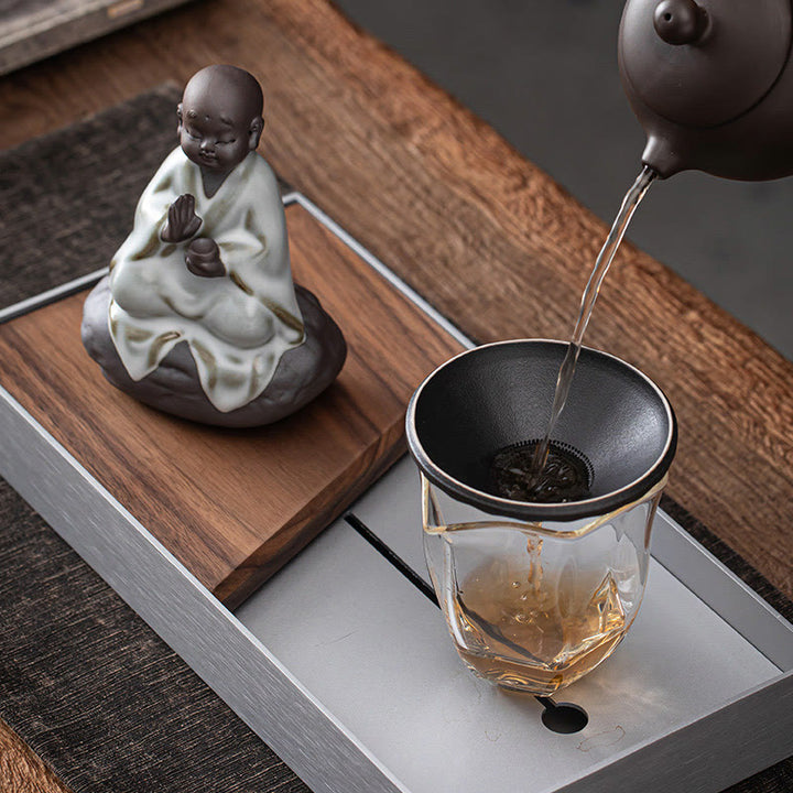 Buddha Stones Little Zen Monk Hat Strainer Ceramic Tea Accessories Figurine Home Decoration - image 5