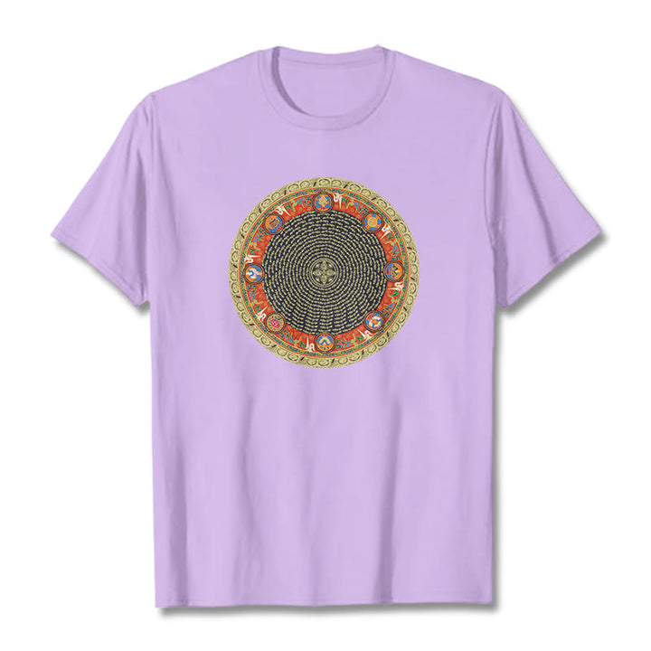 Buddha Stones Circular Om Mani Padme Hum Eight Auspicious Symbols Cotton Tee T-shirt - Plum - 2XL - image 17