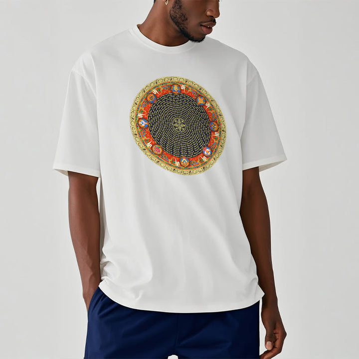 Buddha Stones Circular Om Mani Padme Hum Eight Auspicious Symbols Cotton Tee T-shirt - image 13