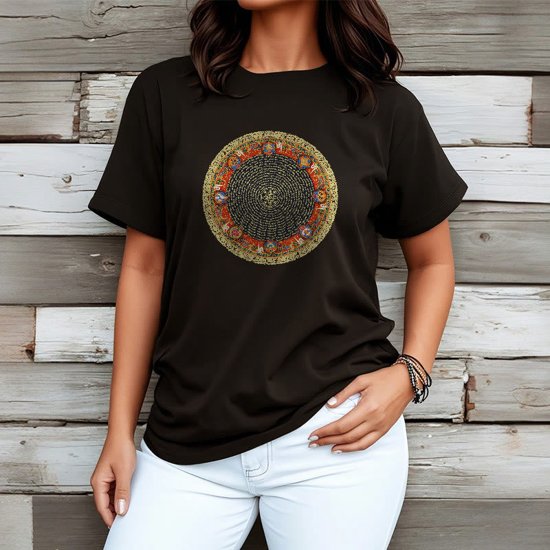 Buddha Stones Circular Om Mani Padme Hum Eight Auspicious Symbols Cotton Tee T-shirt - image 7