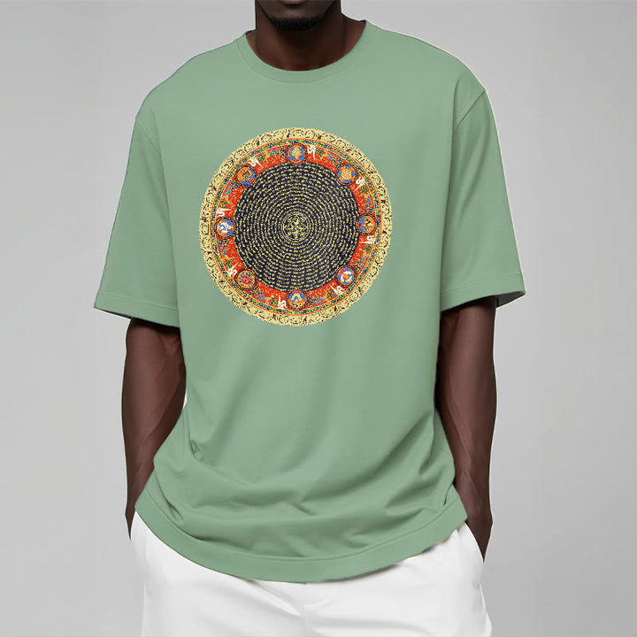 Buddha Stones Circular Om Mani Padme Hum Eight Auspicious Symbols Cotton Tee T-shirt - image 16