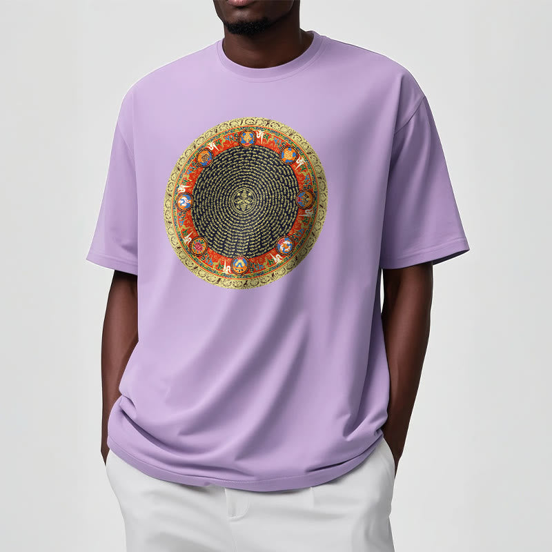 Buddha Stones Circular Om Mani Padme Hum Eight Auspicious Symbols Cotton Tee T-shirt - image 18