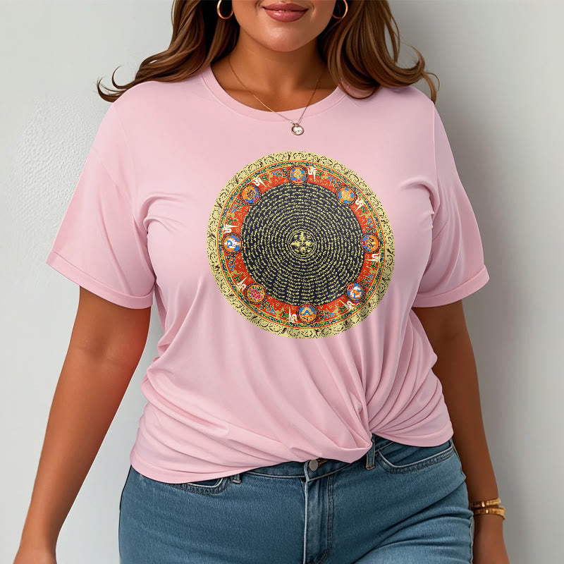 Buddha Stones Circular Om Mani Padme Hum Eight Auspicious Symbols Cotton Tee T-shirt - image 20