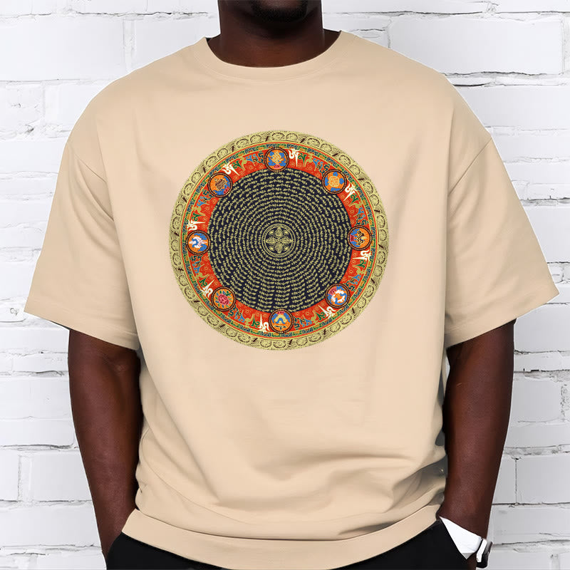 Buddha Stones Circular Om Mani Padme Hum Eight Auspicious Symbols Cotton Tee T-shirt - image 10