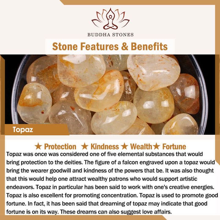 Buddha Stones Topaz Beads Om Mani Padme Hum Fortune Bracelet
