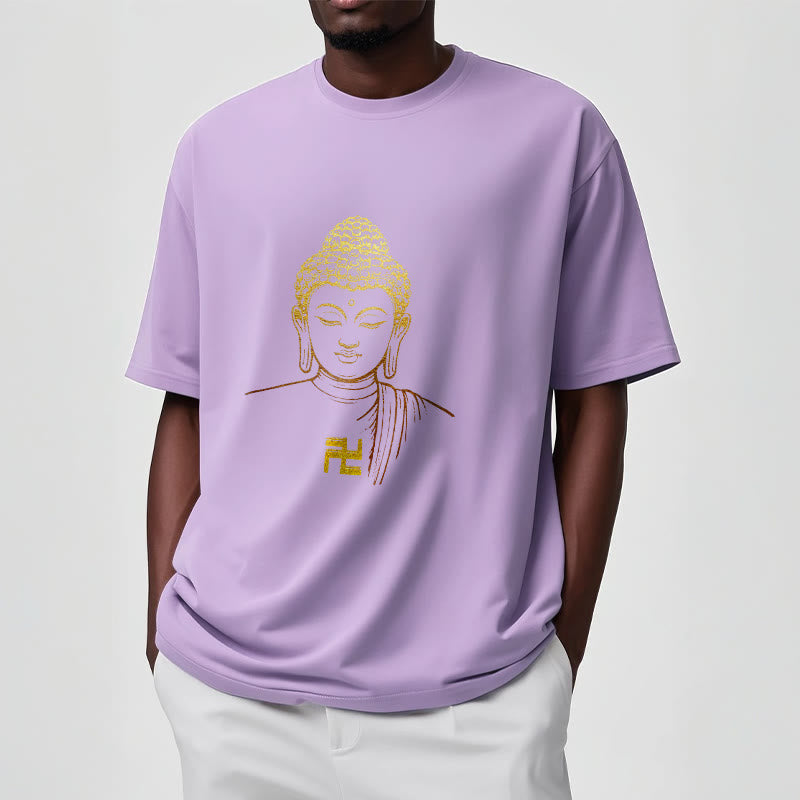 Buddha Stones Swastika Pattern Golden Buddha Cotton Tee T-shirt - image 16