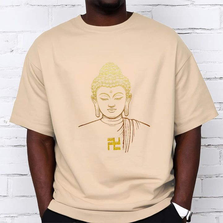 Buddha Stones Swastika Pattern Golden Buddha Cotton Tee T-shirt - image 12