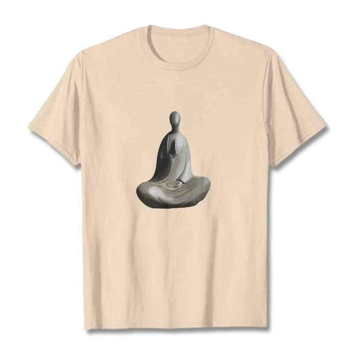Buddha Stones Gray Formless Buddha Pattern Cotton Tee T-shirt - Bisque - 2XL - image 6