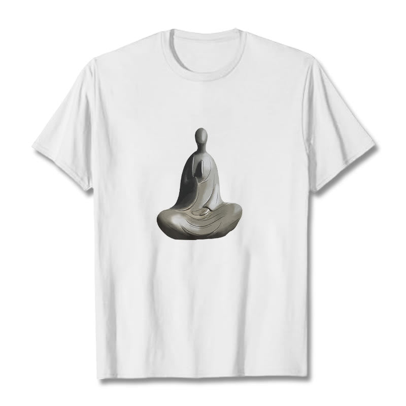 Buddha Stones Gray Formless Buddha Pattern Cotton Tee T-shirt - White - 2XL - image 2