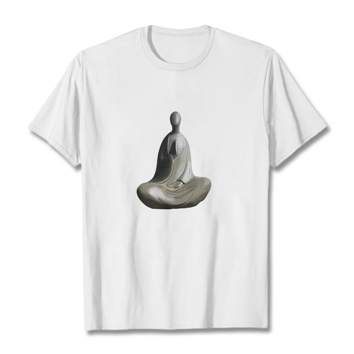Buddha Stones Gray Formless Buddha Pattern Cotton Tee T-shirt - White - 2XL - image 2