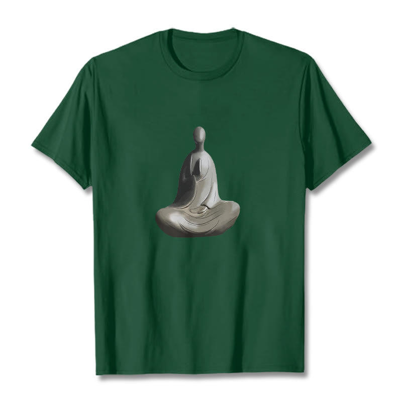 Buddha Stones Gray Formless Buddha Pattern Cotton Tee T-shirt