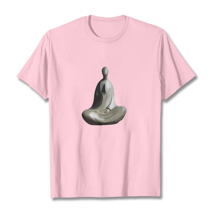 Buddha Stones Gray Formless Buddha Pattern Cotton Tee T-shirt - LightPink - 2XL - image 19