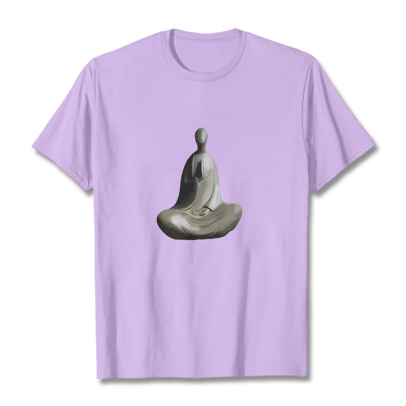 Buddha Stones Gray Formless Buddha Pattern Cotton Tee T-shirt - Plum - 2XL - image 17