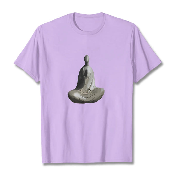 Buddha Stones Gray Formless Buddha Pattern Cotton Tee T-shirt - Plum - 2XL - image 17