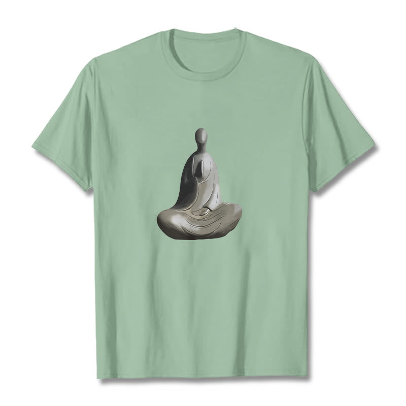 Buddha Stones Gray Formless Buddha Pattern Cotton Tee T-shirt - PaleGreen - 2XL - image 15