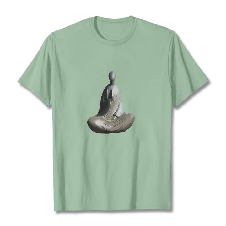 Buddha Stones Gray Formless Buddha Pattern Cotton Tee T-shirt - PaleGreen - 2XL - image 15