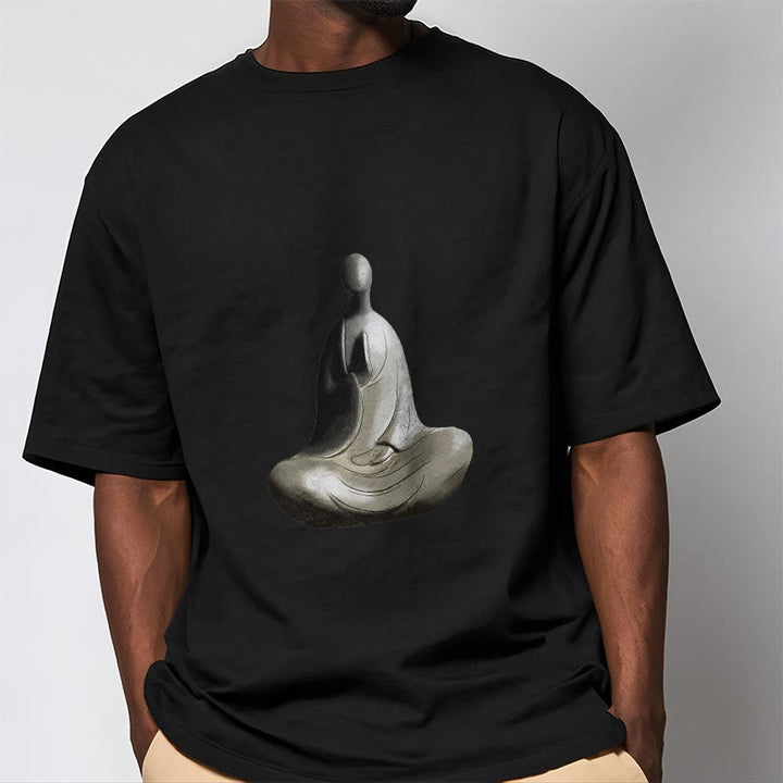 Buddha Stones Gray Formless Buddha Pattern Cotton Tee T-shirt - image 9