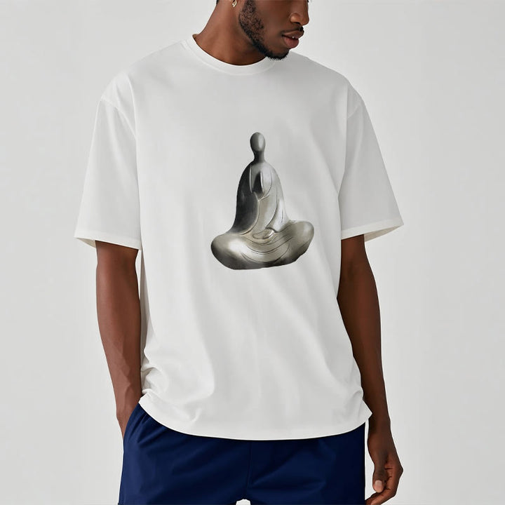 Buddha Stones Gray Formless Buddha Pattern Cotton Tee T-shirt