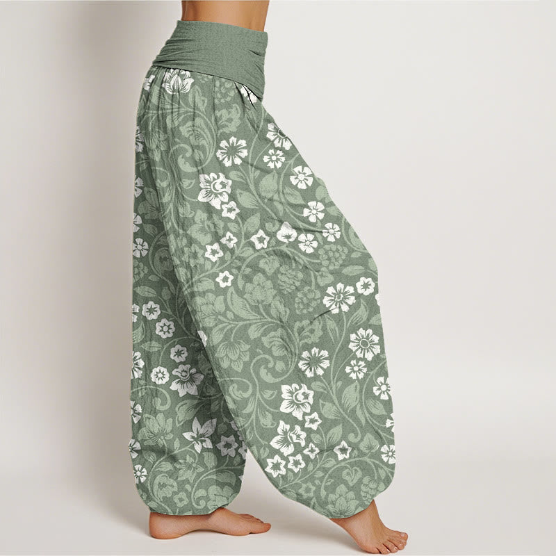 Buddha Stones Small Flowers Intertwining Branches Women's Elastic Waist Harem Pants - image 1