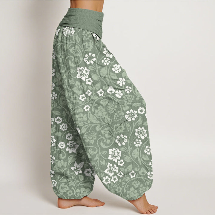 Buddha Stones Small Flowers Intertwining Branches Women's Elastic Waist Harem Pants - image 1