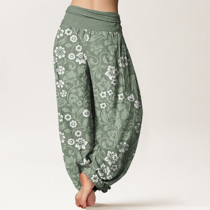 Buddha Stones Cotton Small Flowers Intertwining Branches Women's Elastic Waist Harem Pants - image 2