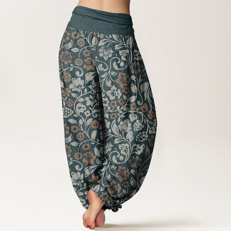 Buddha Stones Small Flowers Intertwining Branches Women's Elastic Waist Harem Pants - image 6