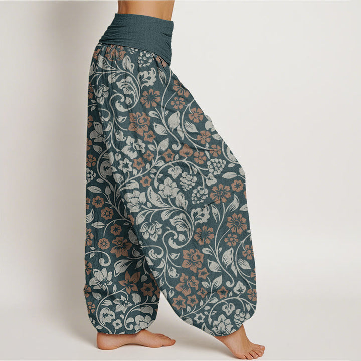 Buddha Stones Cotton Small Flowers Intertwining Branches Women's Elastic Waist Harem Pants - image 5