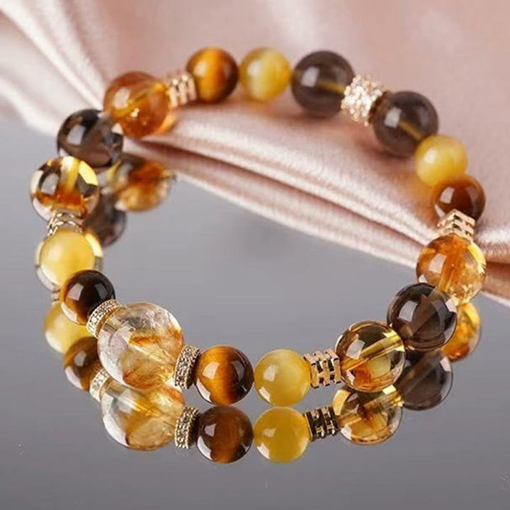 Buddha Stones Citrine Topaz Tiger Eye Happiness Bracelet