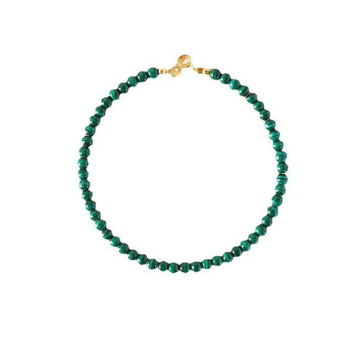 Buddha Stones 4mm Natural Malachite Beads 14k Gold Plated Copper Anti-anxiety Bracelet