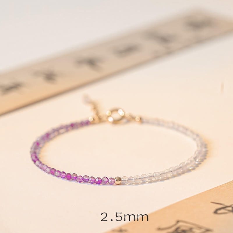 Buddha Stones 2.5mm Natural Amethyst Ultra-thin Beads 14k Gold Plated Copper Inner Peace Bracelet