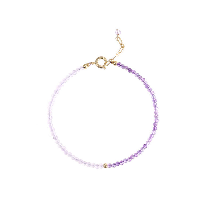 Buddha Stones 2.5mm Natural Amethyst Ultra-thin Beads 14k Gold Plated Copper Inner Peace Bracelet