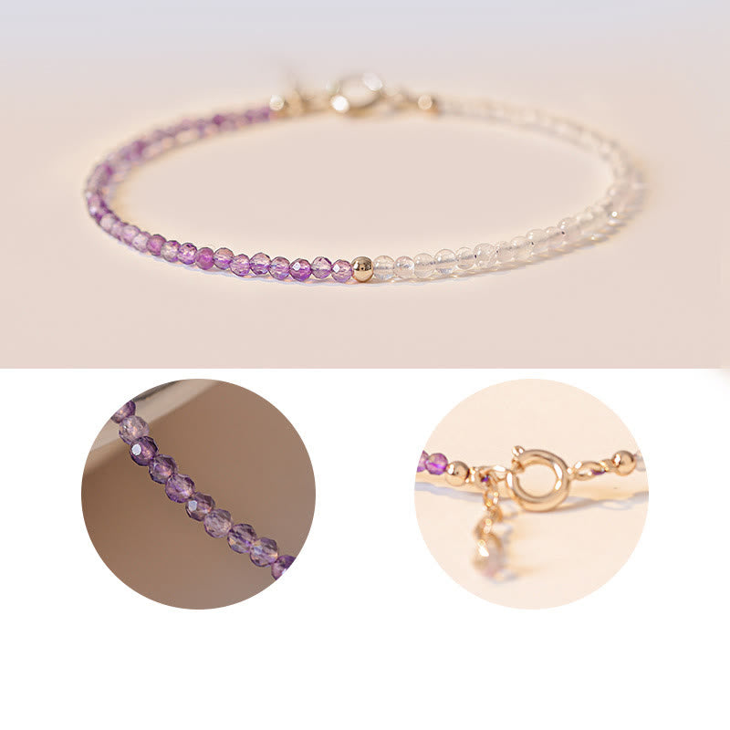 Buddha Stones 2.5mm Natural Amethyst Ultra-thin Beads 14k Gold Plated Copper Inner Peace Bracelet