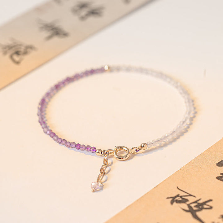 Buddha Stones 2.5mm Natural Amethyst Ultra-thin Beads 14k Gold Plated Copper Inner Peace Bracelet