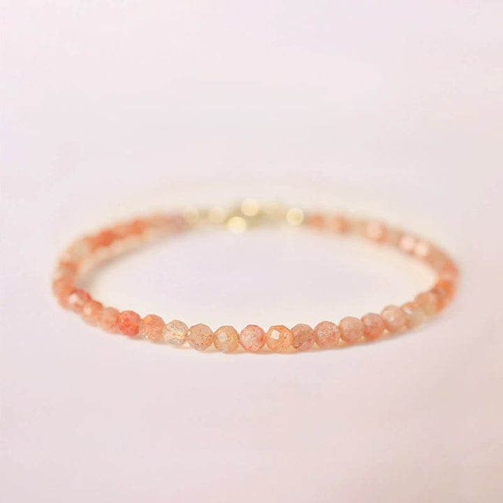 Buddha Stones 3mm Sun Stone Ultra-thin Beads 14k Gold Plated Copper Wealth Bracelet