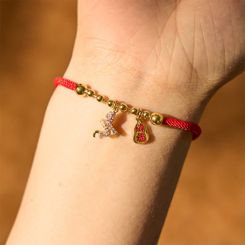 Buddha Stones Handmade Red String Fu Character Year Of The Snake Protection Braided Bracelet