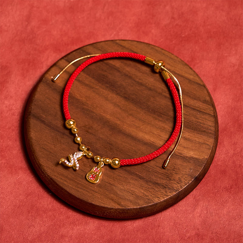 Buddha Stones Handmade Red String Fu Character Year Of The Snake Protection Braided Bracelet