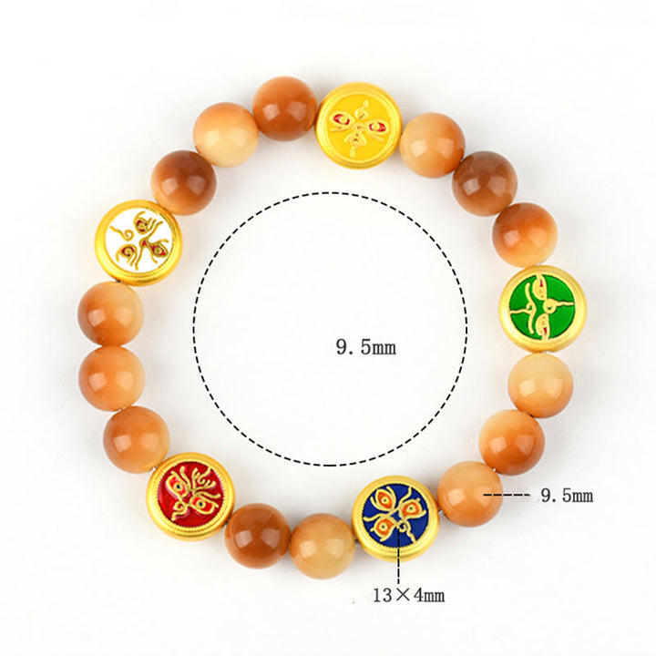 Buddha Stones Bodhi Seed Five Directions Gods of Wealth Wisdom Bracelet