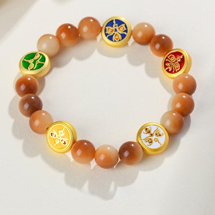 Buddha Stones Bodhi Seed Five Directions Gods of Wealth Wisdom Bracelet